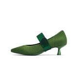 Belle Detachable Strap Mary Jane Heels - Green