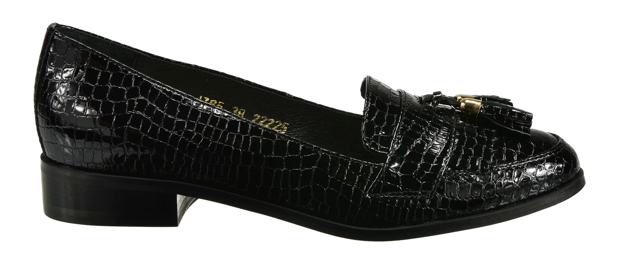 Bosccolo Womens Moccasin - Black Croco