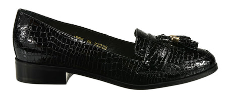 Bosccolo Womens Moccasin - Black Croco