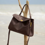 Nalandu Cloud Leather Satchel Bag - Chocolate