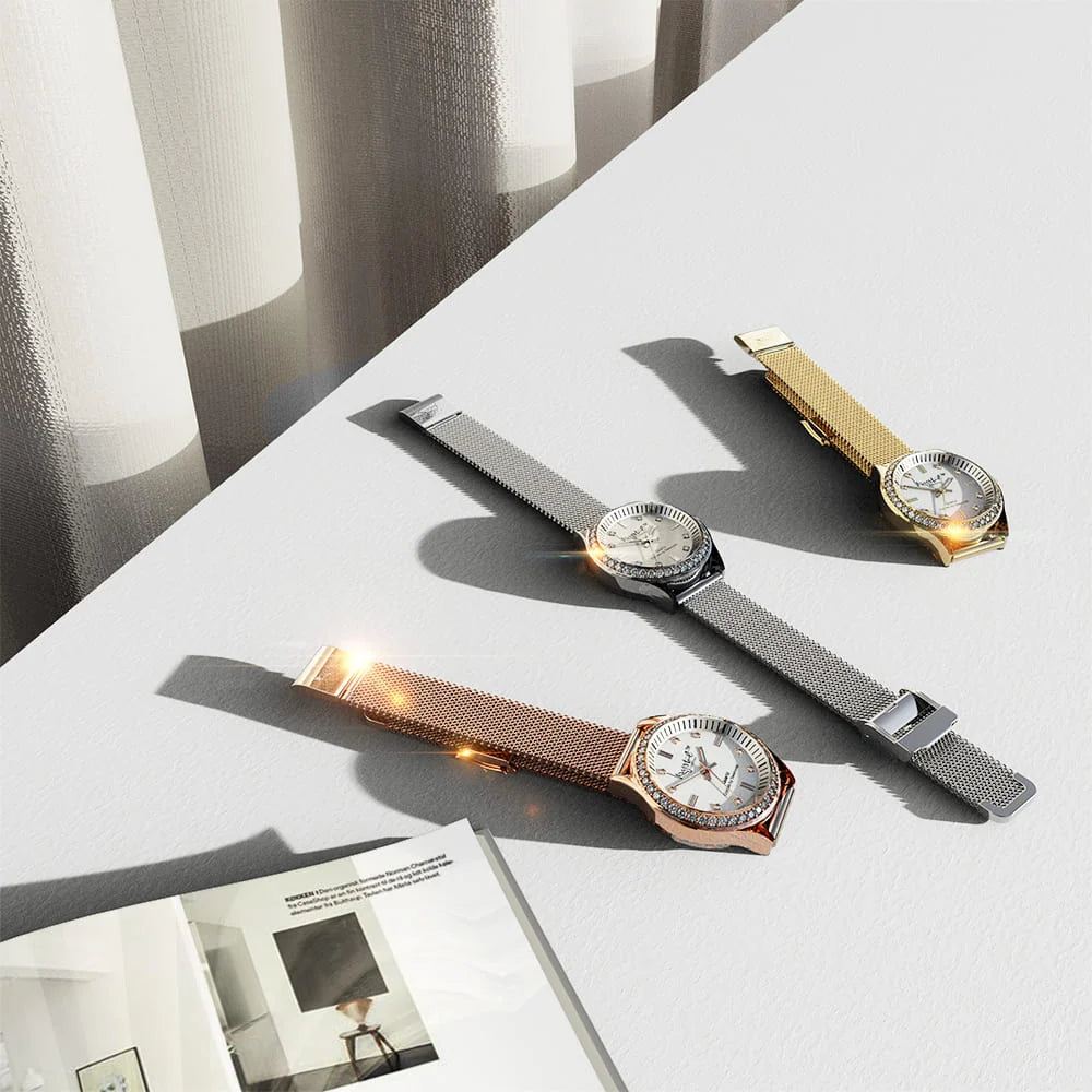 Tabby Boxed Lux White Gold Watch & Feline Necklace Set