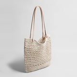 Diamond Pointelle Woven Tote Bag - Ivory