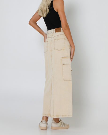 Lost In Lunar Women's Oslo Maxi Skirt - Beige Denim