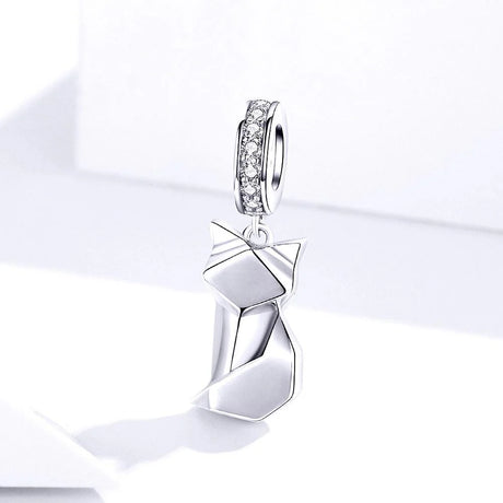 Solid 925 Sterling Silver Origami Cat Pandora Inspired Charm