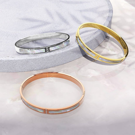 Bullion Gold Modest Hinged Bangle in Gold Layered Stainless Steel
