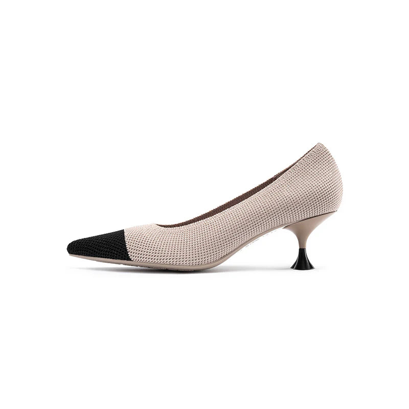 Corporate Color Block Kitten Heels - Taupe