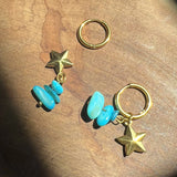 Bullion Gold Turquoise Stone & Star Earrings