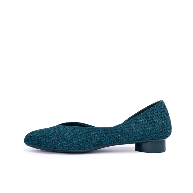 Pointed Toe Knit Ballet Flats - Peacock