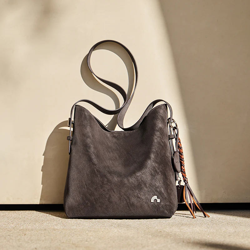 Nalandu Vintage Leather Large Capacity Tote Bag - Chocolate