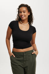 Cotton On Women's Sunday Scoop Short Sleeve - Black