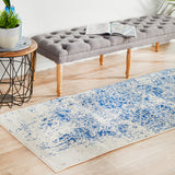 Evoke 253 White Navy Runner Rug