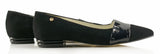 Bosccolo Womens Ballerina Pas - Black Suede/Lacquered