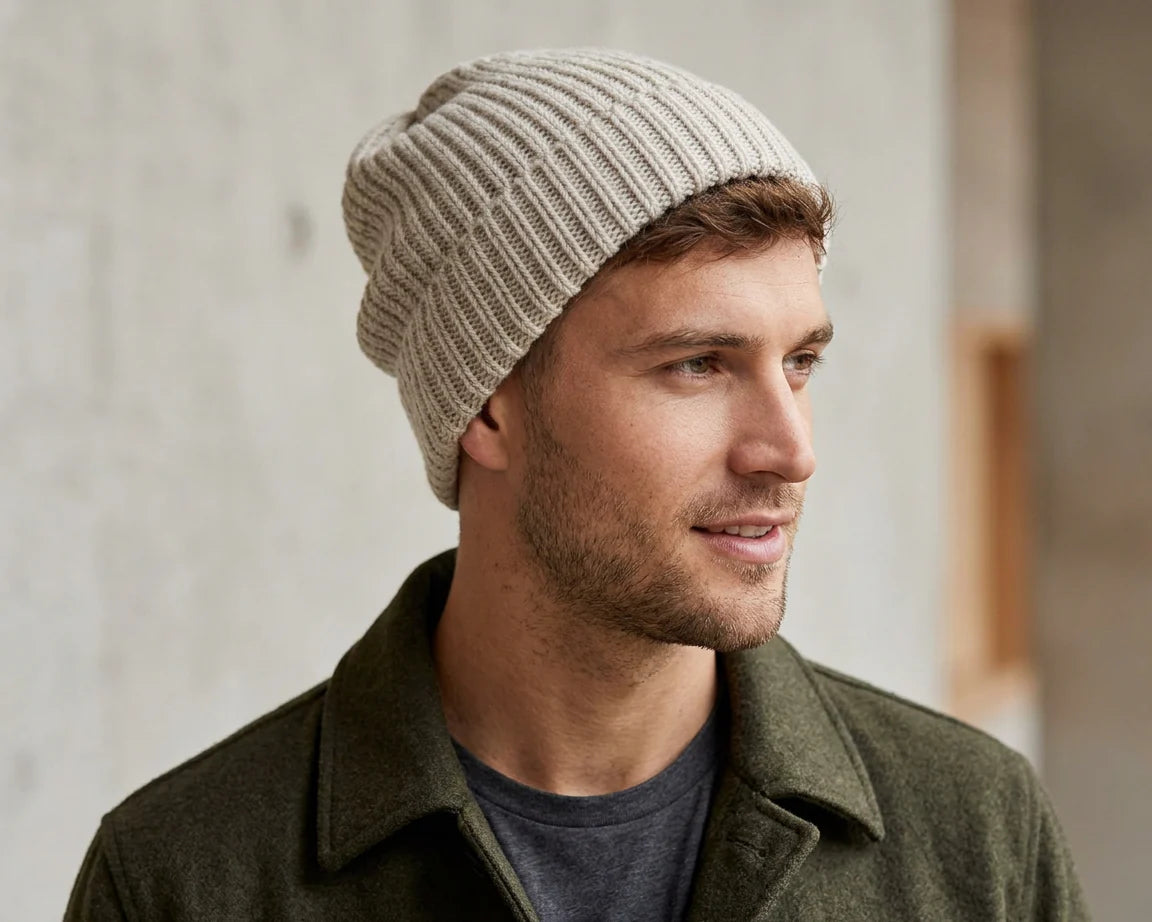 Cherry Red Chunky Marle Beanie - Brown