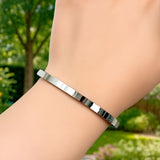 Bullion Gold Avenue Classic Cuff Bangle White Gold - 4mm