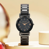 Bullion Gold Bullion Gold Romish Watch Embellished with Glittering Crystals - Black and Rose Gold