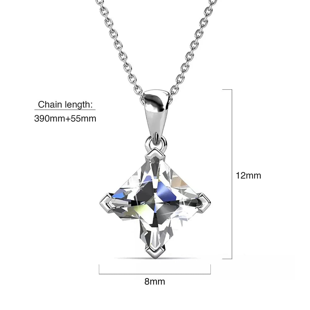 Krystal Couture Square-Cut Pendant Necklace Embellished with SWAROVSKI Crystals in White Gold