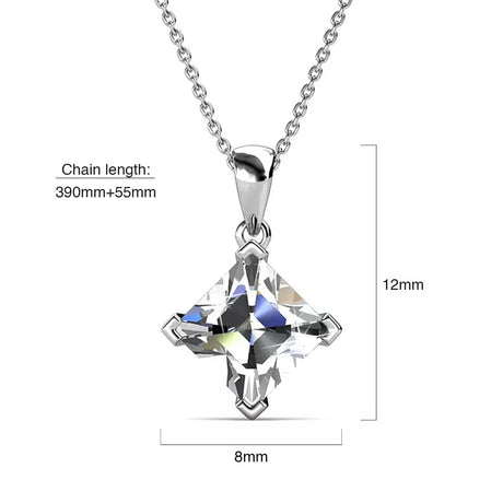 Krystal Couture Square-Cut Pendant Necklace Embellished with SWAROVSKI Crystals in White Gold