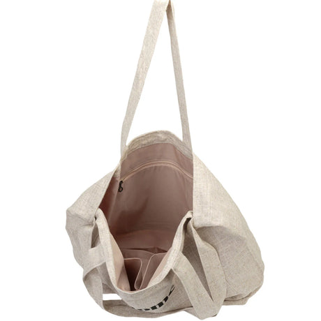 BAMEI Natural Linen Oversized Tote Bag with “Salomé” Letter Print - Ivory