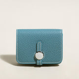 Slim Leather Wallet with Detachable Strap - Blue