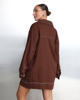 Madison The Label Tara L/S Dress - Choc