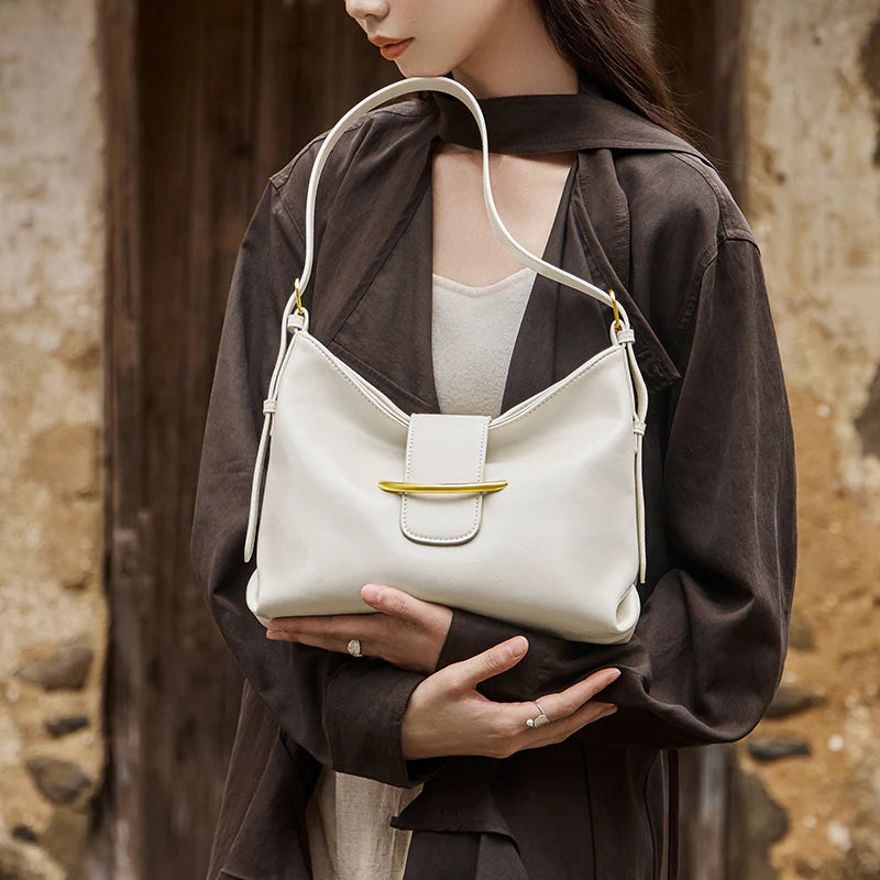Nalandu Luxe Glossy Hobo Shoulder Bag - White
