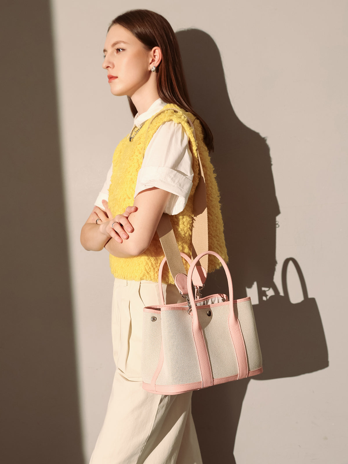 Botanical Canvas & Leather Garden Tote Bag - Pink