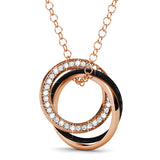 Krystal Couture Rose Gold Triple Interlocking Ring Black Pendant Necklace Embellished with Swarovski Crystals