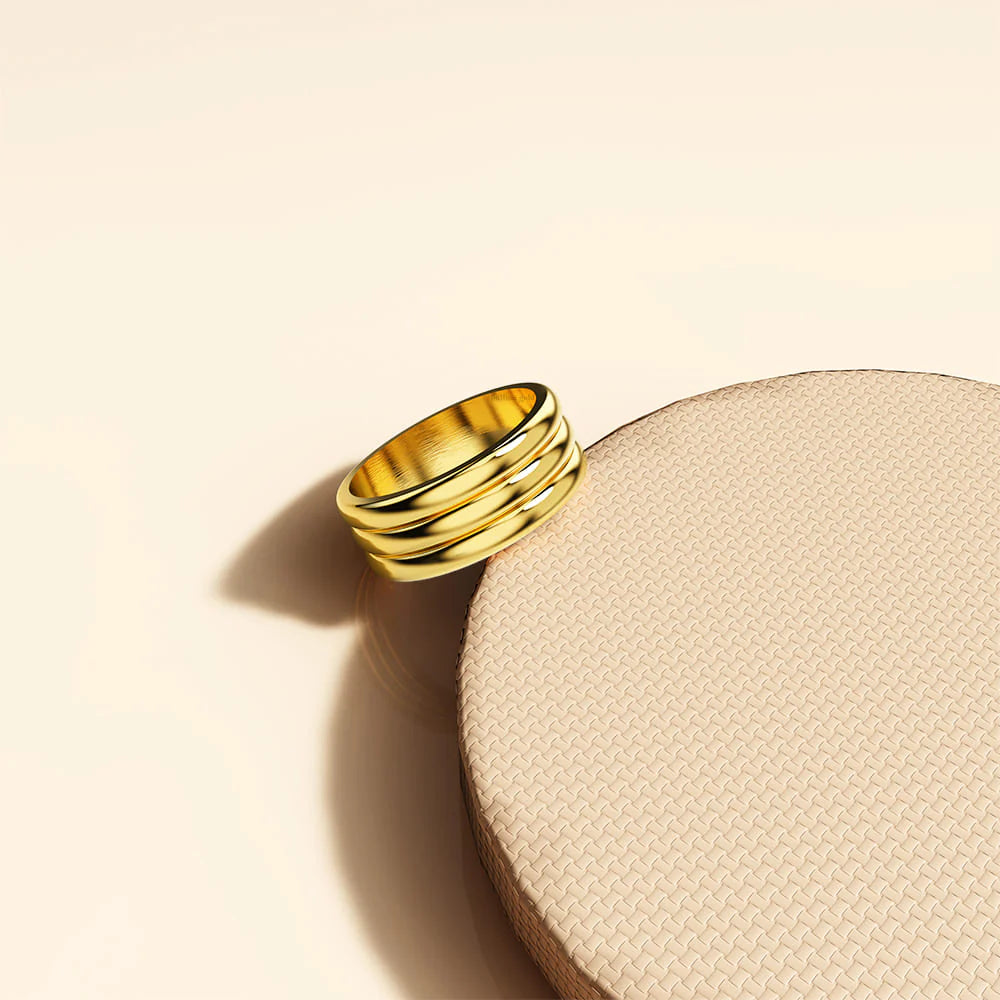 Bullion Gold Triad Circular Gleam Radiant Gold Layered Ring