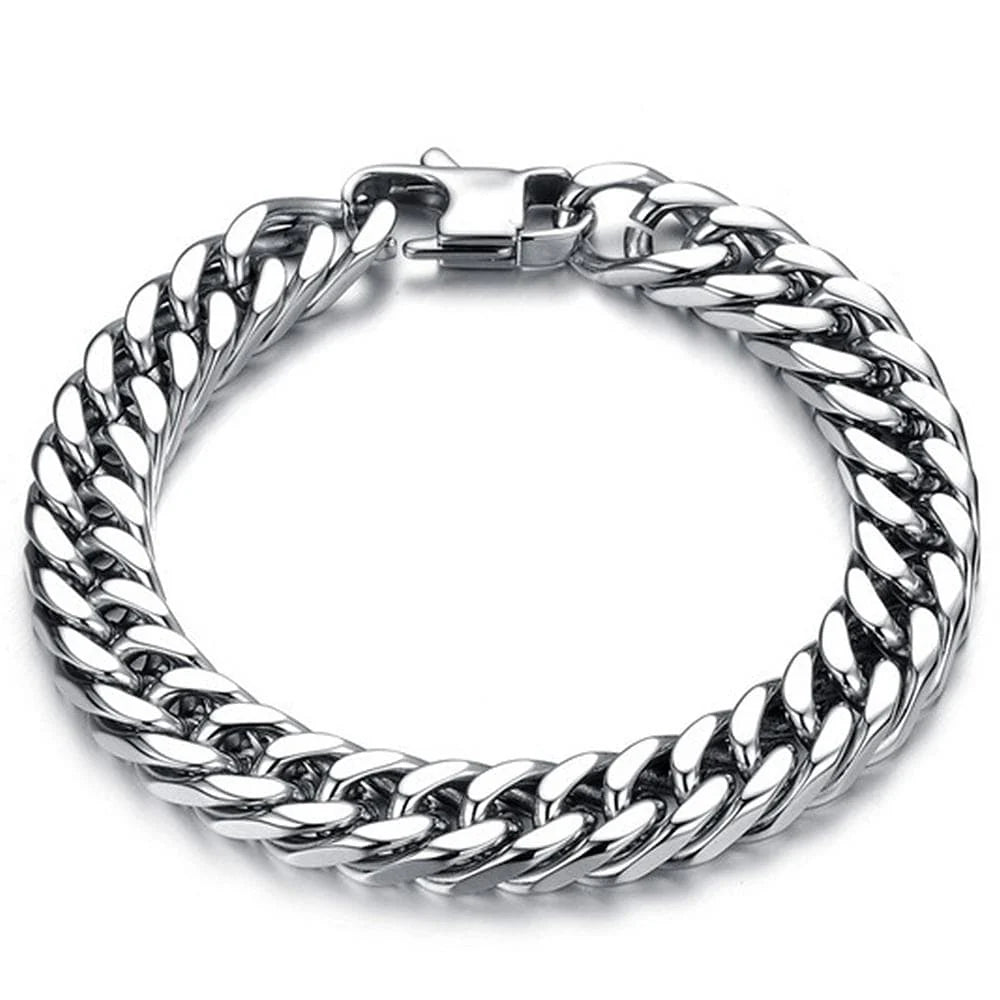 Bullion Gold Curb Chain Stainless Steel Bracelet 12mm