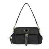 BAMEI Water-Resistant Ballistic Nylon Messenger Bag with Leather Buckle - Black