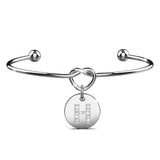 Bullion Gold Fancy Alphabet Letter Initial Bangle in White Gold