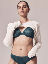 Graphic Underwire Plunge Bra