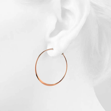 Bullion Gold Semi Flattened Hoop Earrings 50mm