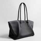 Pebbled Leather Wing Tote Bag - Black