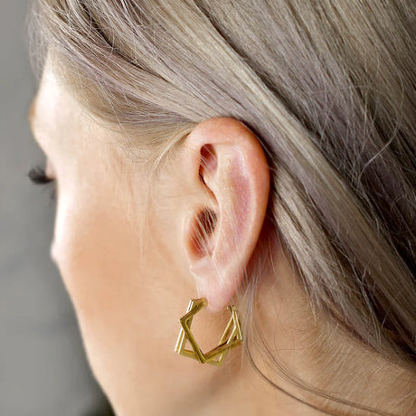 Bullion Gold Aligania Hoop Gold Layered Earrings