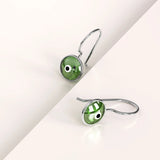 Solid 925 Sterling Silver Saucers Earrings Green