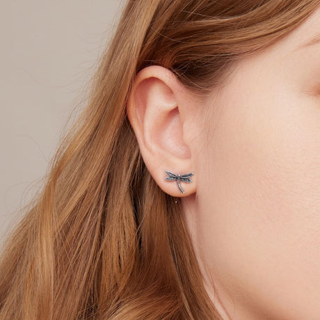 Solid 925 Signature Silver Olivia Dragonfly Stud Earrings