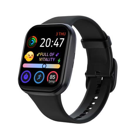 Bluetooth Smart Watch 1.83" Touch Screen Heart Rate BT 5.3 - Black