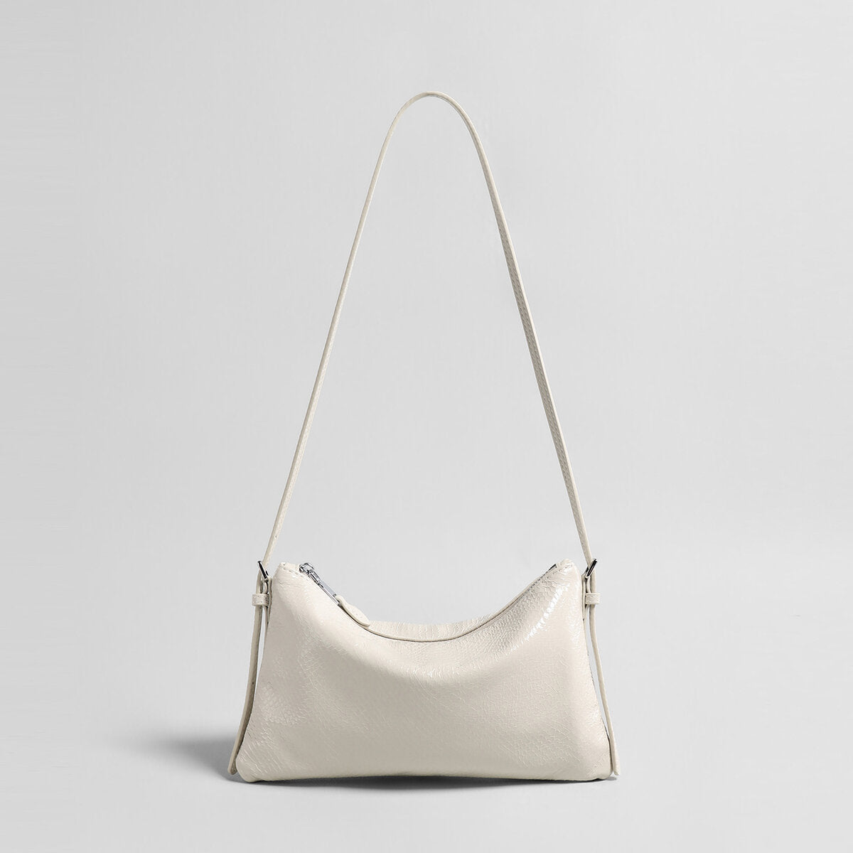 Snake-Embossed Lambskin Mini Hobo - Ivory