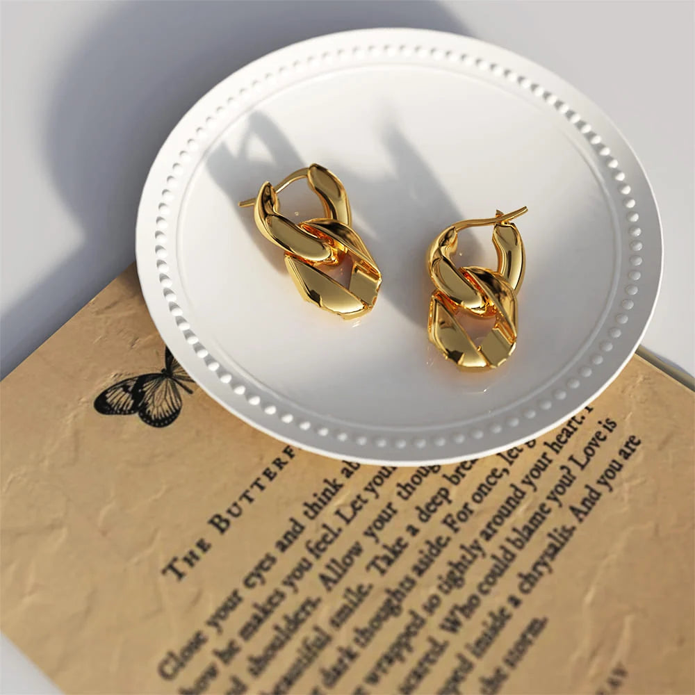 Bullion Gold Carica Dangly Holo Hoops in Gold
