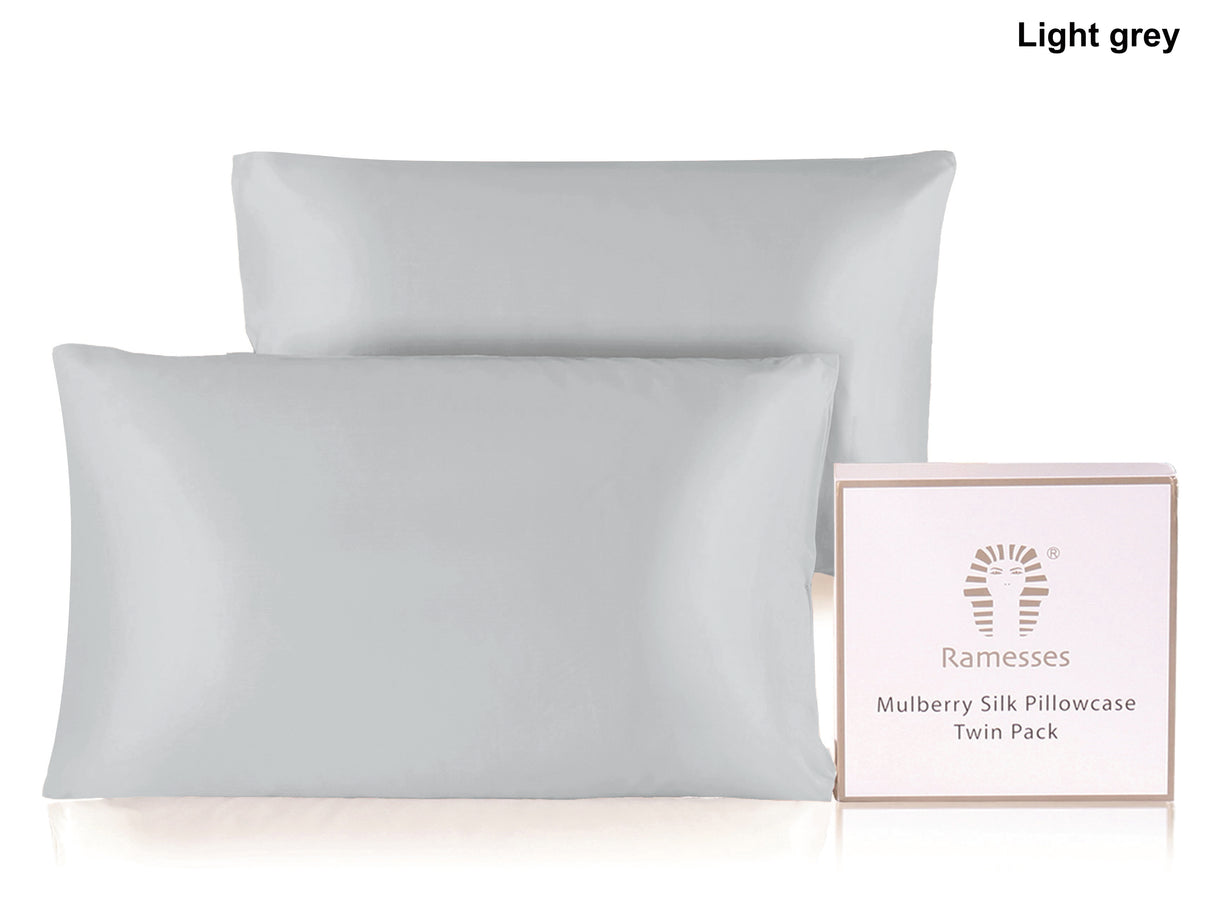 Ramesses Mulberry Silk Pillowcase Twin Pack - Light Grey