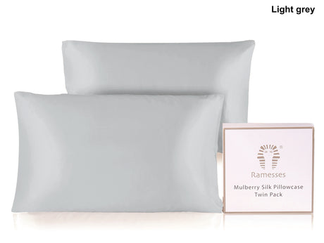 Ramesses Mulberry Silk Pillowcase Twin Pack - Light Grey