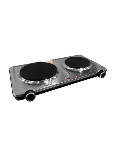 TODO 2250W Twin Hotplate Electric Cooktop Dual Plate Stainless Steel