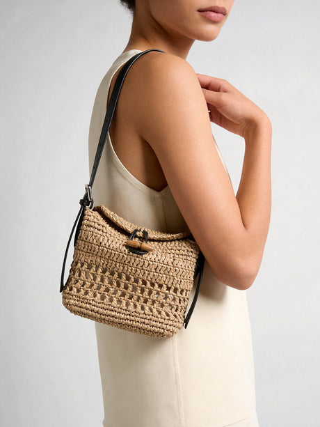 Handwoven Raffia Hobo Bag - Natural