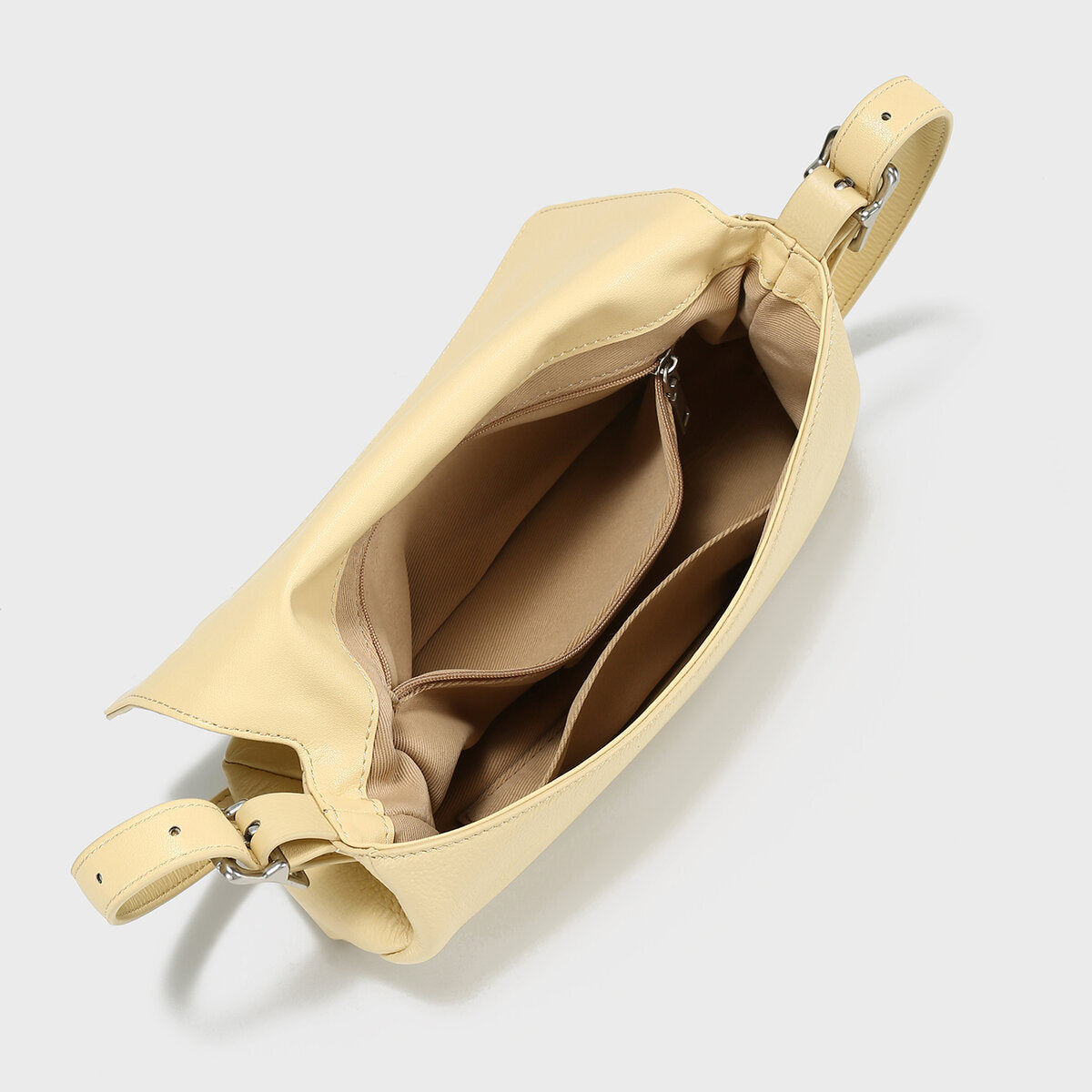 Premium Calfskin Leather Baguette Shoulder Bag - Yellow