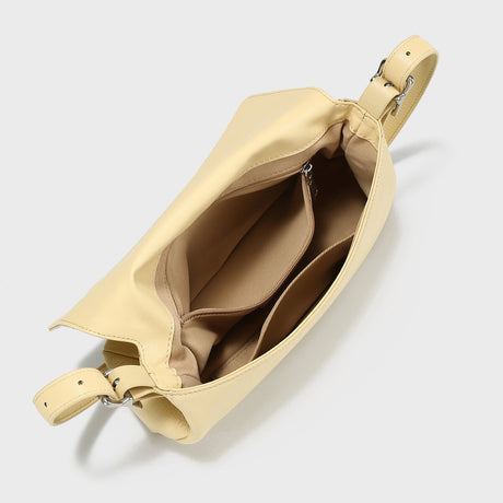 Premium Calfskin Leather Baguette Shoulder Bag - Yellow