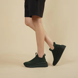 Slip-On Knit Wedge Sneakers - Black