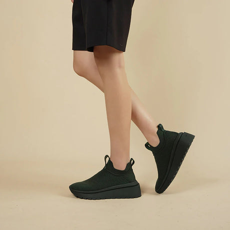 Slip-On Knit Wedge Sneakers - Black