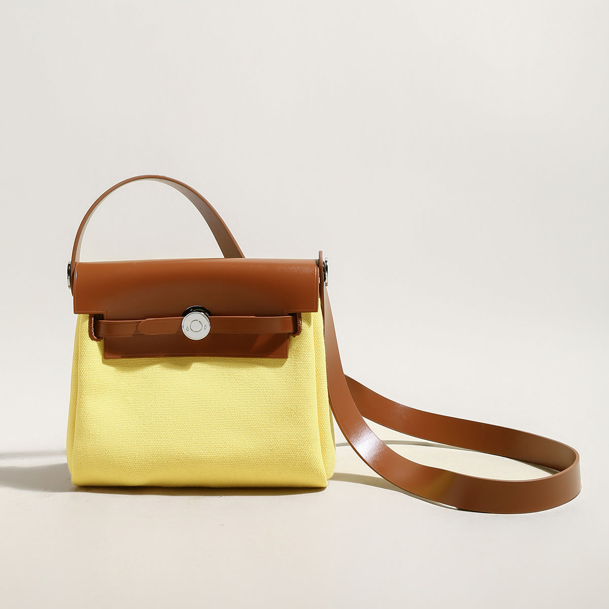 Monet Mini Canvas & Leather Crossbody Bag - Yellow
