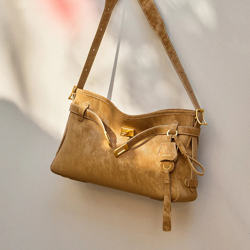 Nalandu Luxe Fortune Chime Slouch Shoulder Bag - Camel